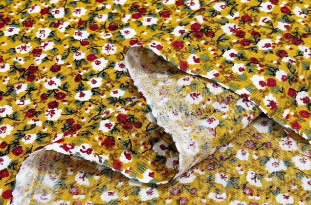 Штапель, Цветочки кантри на горчичном, Турция 4