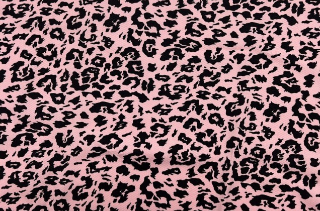 Штапель твил, Леопард черно-розовый 2