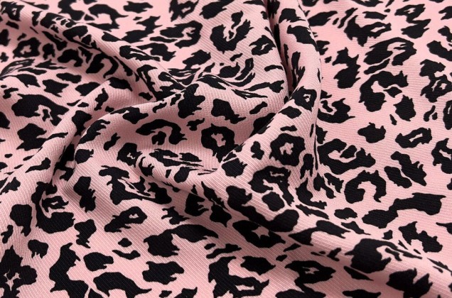Штапель твил, Леопард черно-розовый 4
