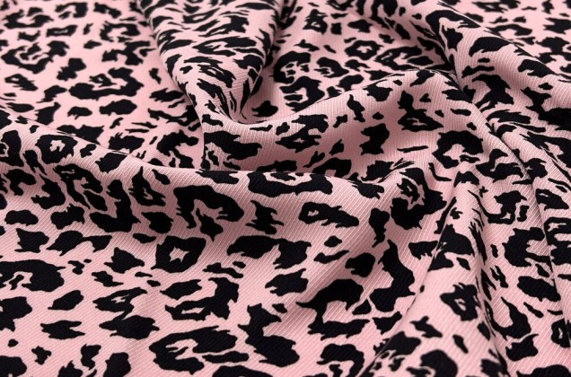 Штапель твил, Леопард черно-розовый 5