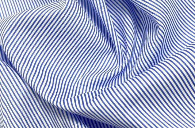 Рубашечный хлопок, полоска 1 мм бело-синяя, Китай 1