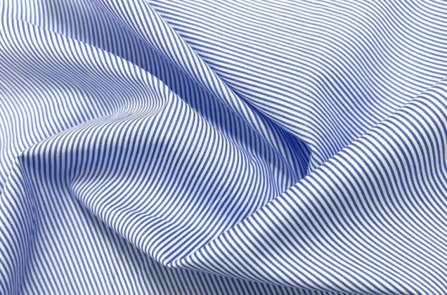 Рубашечный хлопок, полоска 1 мм бело-синяя, Китай 3