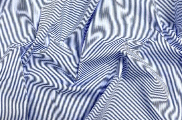 Рубашечный хлопок, полоска 1 мм бело-синяя, Китай