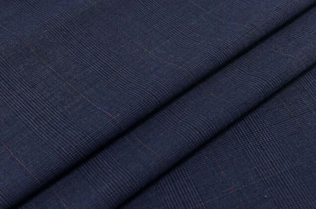 Костюмная ткань с вискозой, синяя в клетку 5х5 см, Китай 1