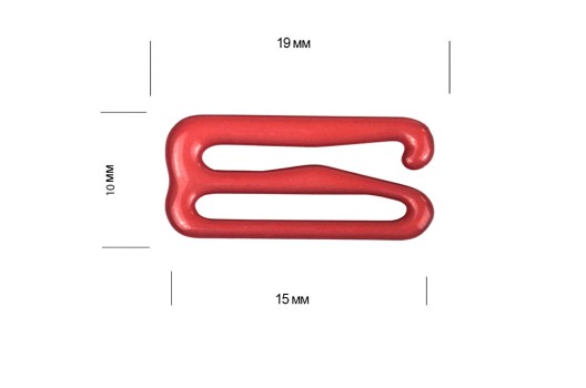 Крючок для бюстгальтера, металл, красный (SD163), 15 мм