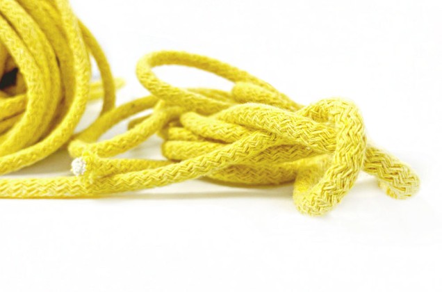 Шнур круглый, с наполнителем, х/б, вязаное плетение, 8 мм, желтый (026И)