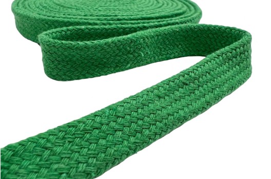 Шнур плоский х/б, классическое плетение, зеленый (018), 10 мм