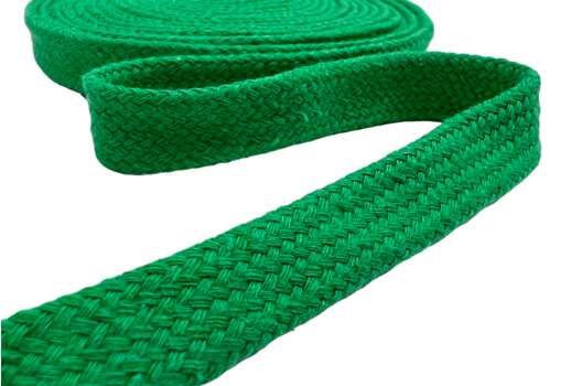 Шнур плоский х/б, классическое плетение, зеленый (018), 10 мм