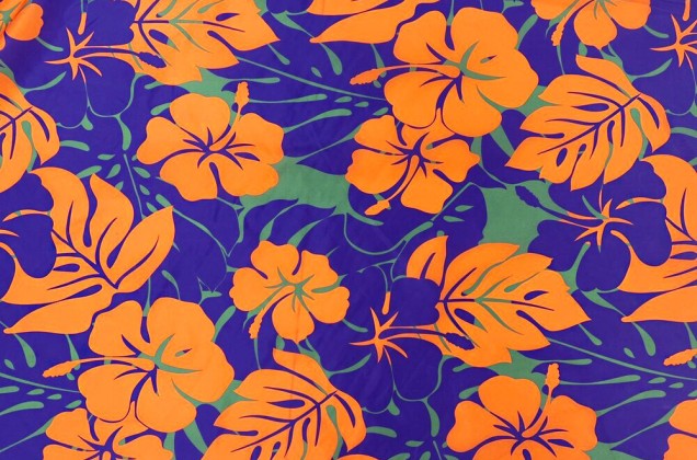 Курточная ткань Moncler, Оранжевые цветы на фиолетовом, Италия 2