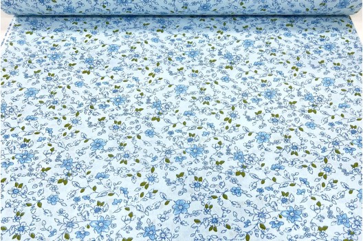 Ранфорс (поплин LUX) 240 см, Плетистые цветочки голубые