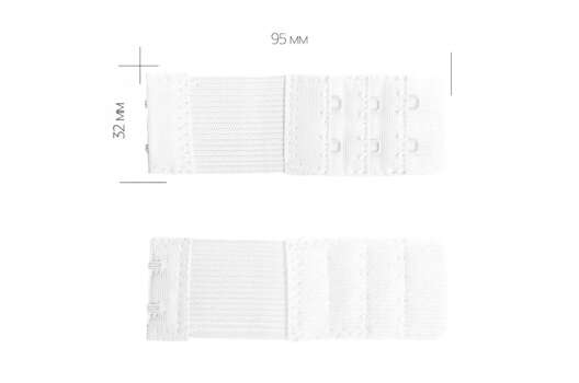 Удлинитель для бюстгальтера на 2 крючка, белый, 32 мм