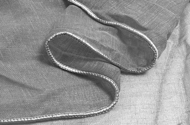 Тюль светло-серый с утяжелителем, имитация под лен, 320 см, Китай 3