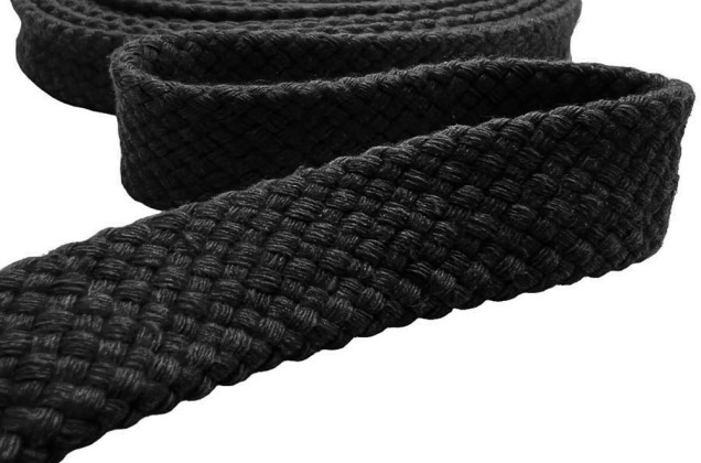 Шнур плоский турецкое плетение, х/б, черный (032), 20 мм