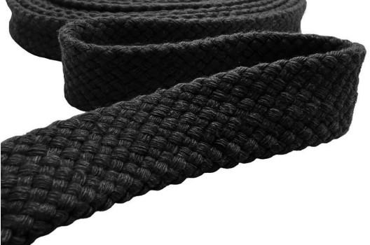 Шнур плоский турецкое плетение, х/б, черный (032), 20 мм