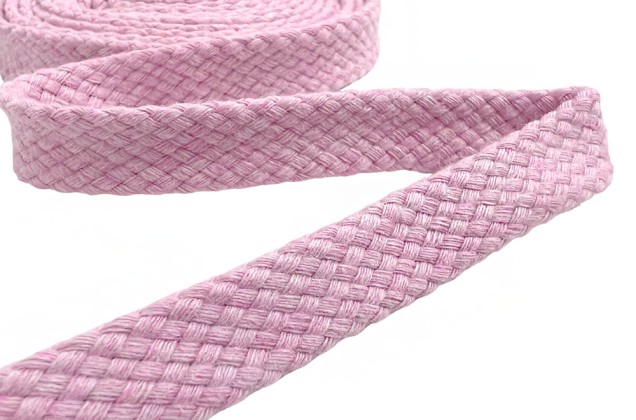 Шнур плоский турецкое плетение, х/б, нежно-розовый (010), 12 мм