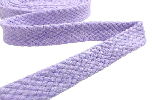 Шнур плоский турецкое плетение, х/б, сиреневый (026), 12 мм