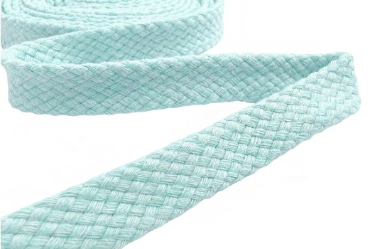 Шнур плоский турецкое плетение, х/б, мятно-голубой (020), 12 мм