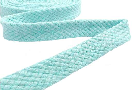 Шнур плоский турецкое плетение, х/б, мятно-голубой (020), 12 мм