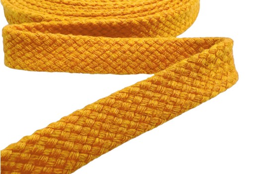 Шнур плоский турецкое плетение, х/б, апельсин (007), 12 мм