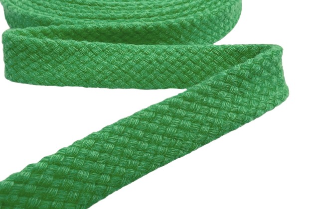 Шнур плоский турецкое плетение, х/б, светло-зеленый (018), 12 мм