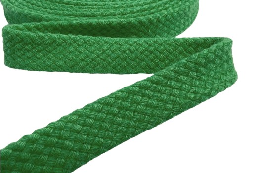 Шнур плоский турецкое плетение, х/б, зеленый (018), 12 мм