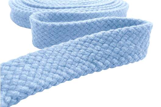 Шнур плоский турецкое плетение, х/б, светло-голубой (117), 15 мм