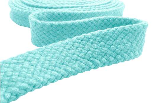 Шнур плоский турецкое плетение, х/б, светло-бирюзовый (119), 15 мм