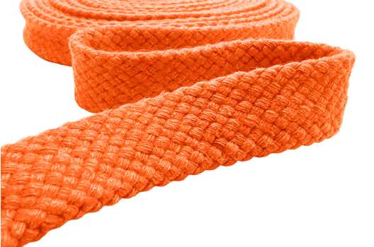 Шнур плоский турецкое плетение, х/б, ярко-оранжевый (008), 15 мм