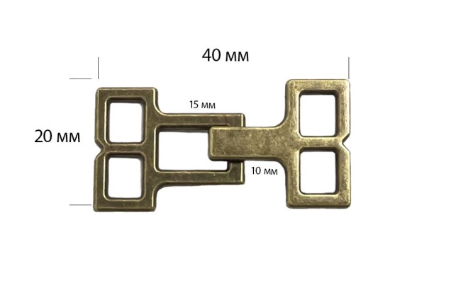 Крючок шубный пришивной MF14, 20х40 мм, бронза 1
