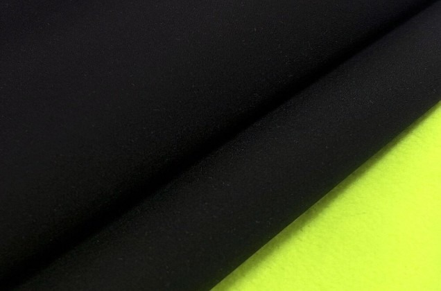Курточная ткань Софтшелл с мембраной, черный/салатовый (56114) 1