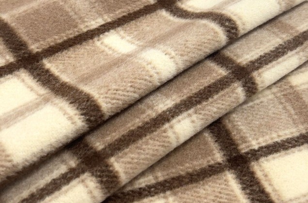 Пальтовая ткань с шерстью, Клетка бежево-коричневая 5