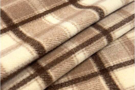 Пальтовая ткань с шерстью, Клетка бежево-коричневая