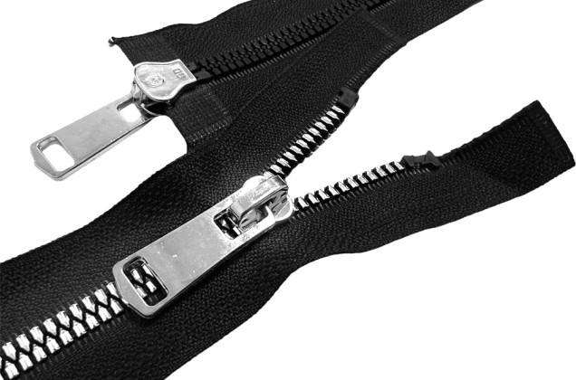 Молния трактор MaxZipper 70 см, тип 5, черный/серебро, 2 замка ТТ, разъемная