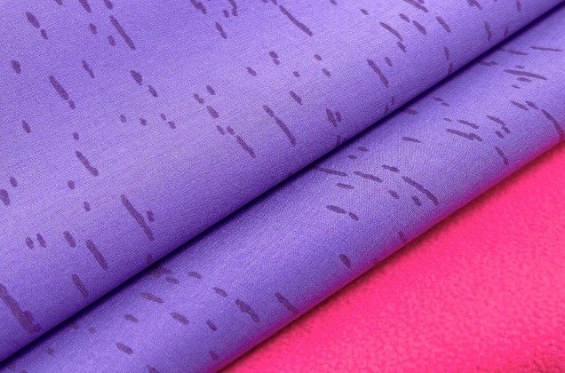 Курточная ткань Софтшелл с мембраной рефлектив пунктирный, лаванда/розовый неон (98514) 3
