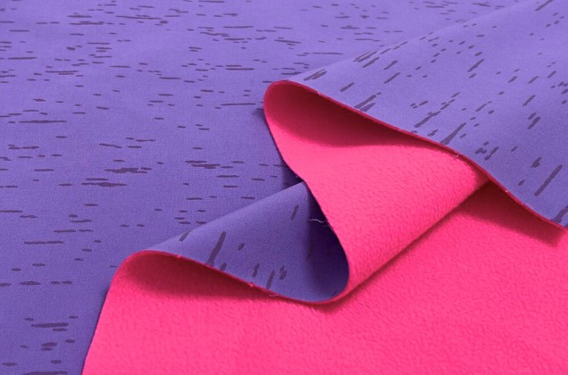 Курточная ткань Софтшелл с мембраной рефлектив пунктирный, лаванда/розовый неон (98514) 5