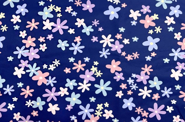 Курточная ткань LOKKER POINT, Цветочный синий (99513) 2