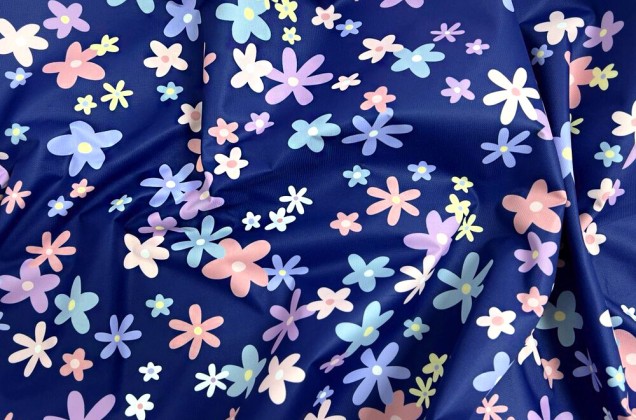 Курточная ткань LOKKER POINT, Цветочный синий (99513) 3