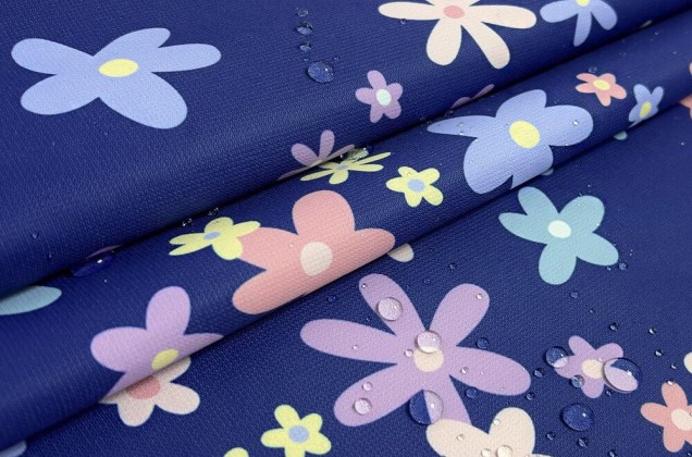 Курточная ткань LOKKER POINT, Цветочный синий (99513) 4