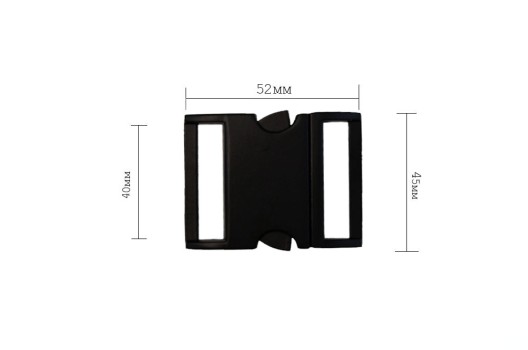 Фастекс (застежка) металлический FM02, 40 мм, матовый черный
