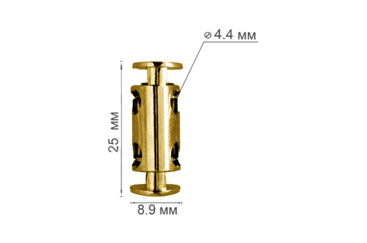 Фиксатор для шнура MFR11, металлический, овальный, золотой, 25х8.9 мм