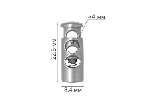 Фиксатор для шнура MFR19, металлический, овальный, матовый серебряный, 22.5х8.4 мм