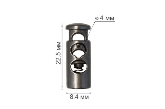 Фиксатор для шнура MFR19, металлический, овальный, матовый никель, 22.5х8.4 мм