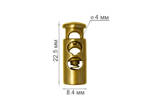 Фиксатор для шнура MFR19, металлический, овальный, матовый золотой, 22.5х8.4 мм