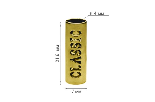 Наконечник металлический MNK04 Classic, золотой, 21.6x7 мм
