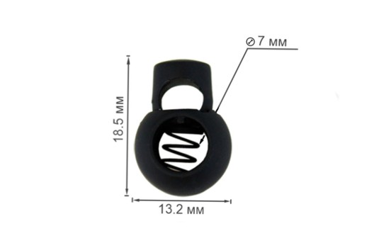 Фиксатор для шнура MFR04, металлический, прорезиненный черный, 18.5х13.2 мм