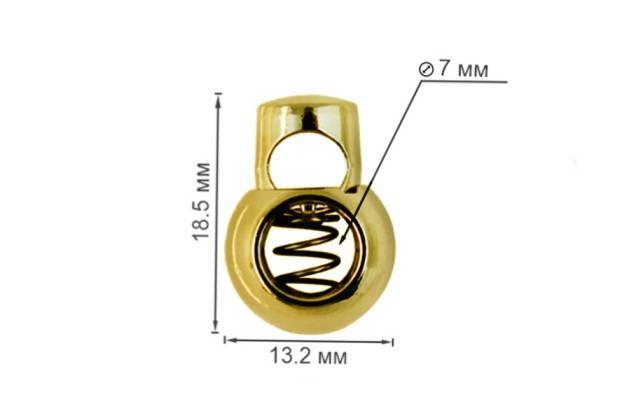 Фиксатор для шнура MFR04, металлический, золотой, 18.5х13.2 мм