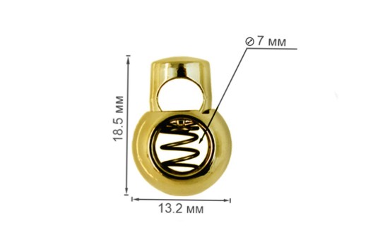 Фиксатор для шнура MFR04, металлический, золотой, 18.5х13.2 мм