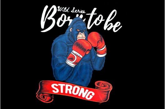 Термонаклейка, Горилла боксер Born to be strong, 20 х 17 см
