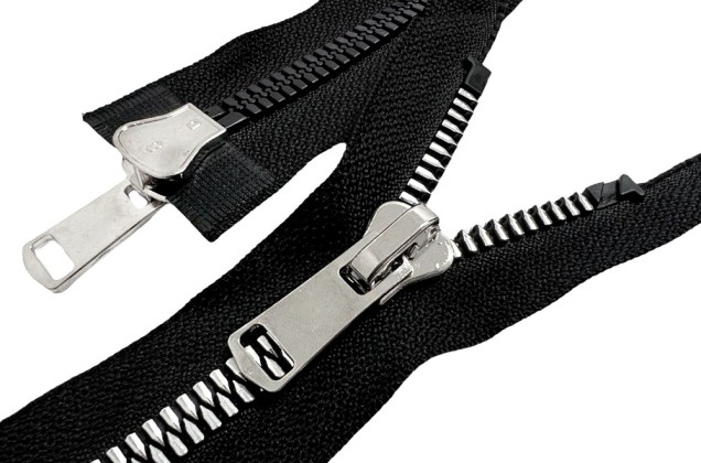 Молния трактор MaxZipper 110 см, тип 8, черный/серебро, 2 замка ТТ, разъемная