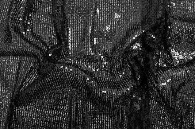 Пайетки на сетке-полосы глянцевые 3 мм, черные, 132 см 2